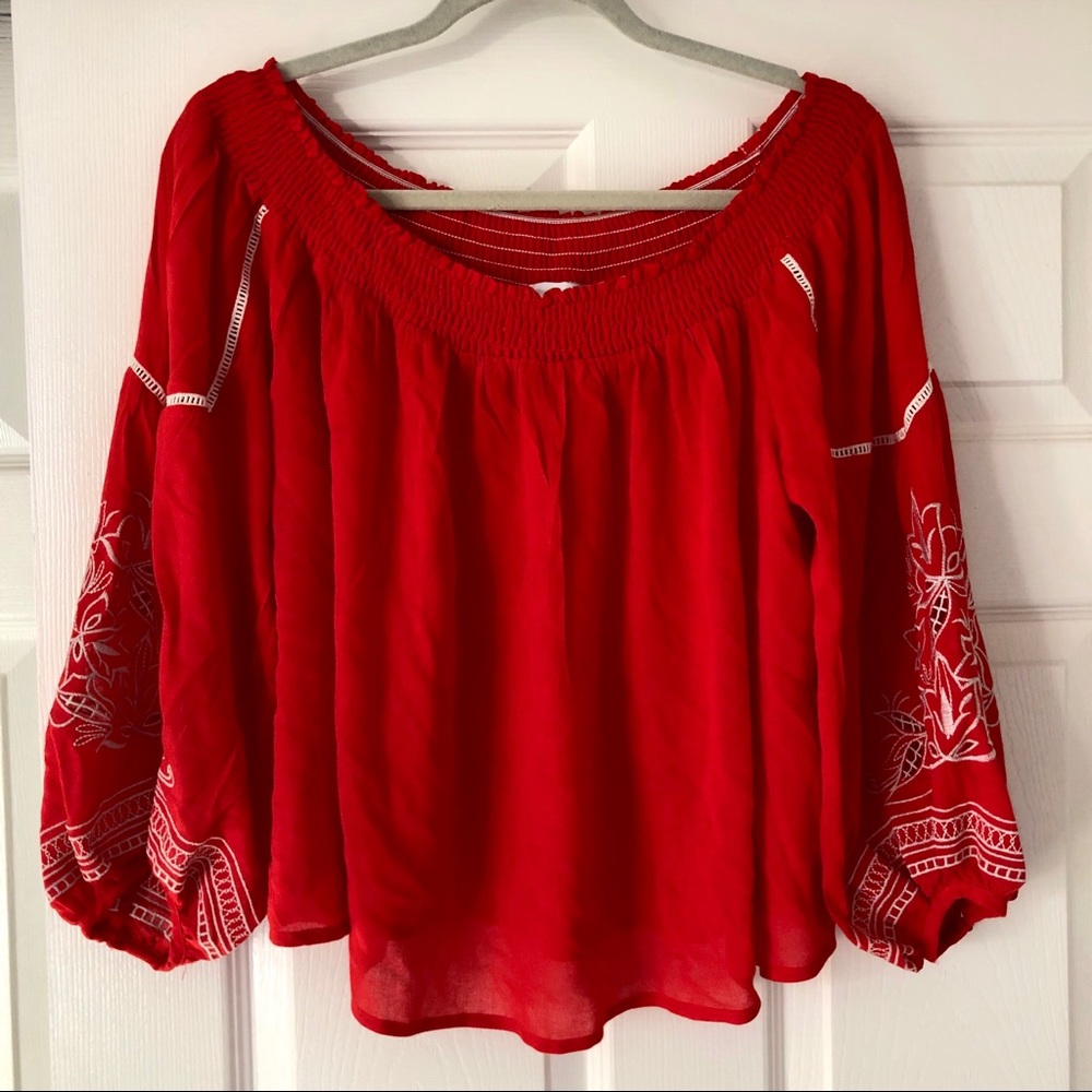 Embroidered Off-the-Shoulder Blouse